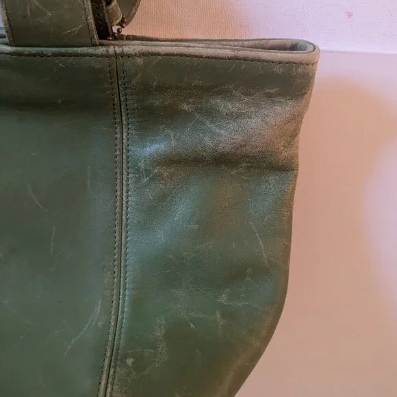 Coach Authentic Vintage Waverly Tote 4133 Green Purse Designer Distressed AS IS - Picture 9 of 15